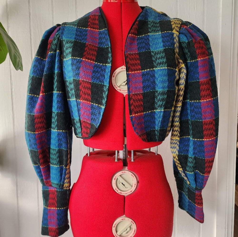 Vintage Plaid Bolero Blazer